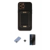 MARSİLYAN™- iPhone 12 Pro Kılıf Kozmos Minimal Prime - Siyah 3D Antistatik Hayalet Cam Ekran Koruyucu + Metal Kamera Lens Koruma Cam - KUYL