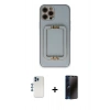 MARSİLYAN™- iPhone 12 Pro Kılıf Kozmos Minimal Prime - Siyah 3D Antistatik Hayalet Cam Ekran Koruyucu + Shine Kamera Lens - MI
