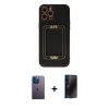 MARSİLYAN™- iPhone 12 Pro Kılıf Kozmos Minimal Prime - Siyah 3D Antistatik Hayalet Cam Ekran Koruyucu + Neon Fosforlu Kamera Lens - MI