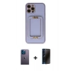 MARSİLYAN™- iPhone 12 Pro Kılıf Kozmos Minimal Prime - Siyah 3D Antistatik Hayalet Cam Ekran Koruyucu + Neon Fosforlu Kamera Lens - MI
