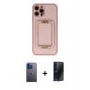 MARSİLYAN™- iPhone 12 Pro Kılıf Kozmos Minimal Prime - Siyah 3D Antistatik Hayalet Cam Ekran Koruyucu + Neon Fosforlu Kamera Lens - MI