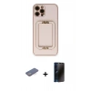 MARSİLYAN™- iPhone 12 Pro Kılıf Kozmos Minimal Prime - Siyah 3D Antistatik Hayalet Cam Ekran Koruyucu + Renkli Kamera Lens Koruma Cam - MI