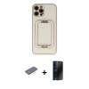 MARSİLYAN™- iPhone 12 Pro Kılıf Kozmos Minimal Prime - Siyah 3D Antistatik Hayalet Cam Ekran Koruyucu + Renkli Kamera Lens Koruma Cam - MI