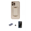 MARSİLYAN™- iPhone 12 Pro Kılıf Kozmos Minimal Prime - Siyah 3D Antistatik Hayalet Cam Ekran Koruyucu + Renkli Kamera Lens Koruma Cam - MI