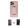 MARSİLYAN™- iPhone 12 Pro Kılıf Kozmos Minimal Prime - Siyah 3D Antistatik Hayalet Cam Ekran Koruyucu + Neon Fosforlu Kamera Lens - SI