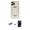 MARSİLYAN™- iPhone 12 Pro Kılıf Kozmos Minimal Prime - Siyah 3D Antistatik Hayalet Cam Ekran Koruyucu + Renkli Kamera Lens Koruma Cam - SI