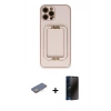 MARSİLYAN™- iPhone 12 Pro Kılıf Kozmos Minimal Prime - Siyah 3D Antistatik Hayalet Cam Ekran Koruyucu + Renkli Kamera Lens Koruma Cam - SI
