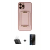 MARSİLYAN™- iPhone 12 Pro Kılıf Kozmos Minimal Prime - Siyah 3D Antistatik Hayalet Cam Ekran Koruyucu + Kamera Lens Koruma Cam - SF