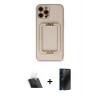 MARSİLYAN™- iPhone 12 Pro Kılıf Kozmos Minimal Prime - Siyah 3D Antistatik Hayalet Cam Ekran Koruyucu + Kamera Lens Koruma Cam - SF