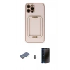 MARSİLYAN™- iPhone 12 Pro Kılıf Kozmos Minimal Prime - Siyah 3D Antistatik Hayalet Cam Ekran Koruyucu + Renkli Kamera Lens Koruma Cam - YL
