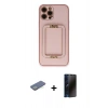 MARSİLYAN™- iPhone 12 Pro Kılıf Kozmos Minimal Prime - Siyah 3D Antistatik Hayalet Cam Ekran Koruyucu + Renkli Kamera Lens Koruma Cam - YL