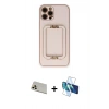 MARSİLYAN™- iPhone 12 Pro Kılıf Kozmos Minimal Prime - Siyah 3D Antistatik Seramik Nano Ekran Koruyucu + Rainbow Kamera Lens Koruma Cam - GD