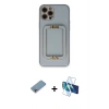 MARSİLYAN™- iPhone 12 Pro Kılıf Kozmos Minimal Prime - Siyah 3D Antistatik Seramik Nano Ekran Koruyucu + Shine Kamera Lens Koruma Cam - GI