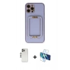 MARSİLYAN™- iPhone 12 Pro Kılıf Kozmos Minimal Prime - Siyah 3D Antistatik Seramik Nano Ekran Koruyucu + Shine Kamera Lens - GS
