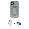 MARSİLYAN™- iPhone 12 Pro Kılıf Kozmos Minimal Prime - Siyah 3D Antistatik Seramik Nano Ekran Koruyucu + Shine Kamera Lens - GS