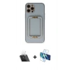MARSİLYAN™- iPhone 12 Pro Kılıf Kozmos Minimal Prime - Siyah 3D Antistatik Seramik Nano Ekran Koruyucu + Kamera Lens Koruma Cam - SF