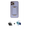 MARSİLYAN™- iPhone 12 Pro Kılıf Kozmos Minimal Prime - Siyah 3D Antistatik Seramik Nano Ekran Koruyucu + Kamera Lens Koruma Cam - SF