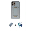 MARSİLYAN™- iPhone 12 Pro Kılıf Kozmos Minimal Prime - Siyah 3D Antistatik Seramik Nano Ekran Koruyucu + Metal Kamera Lens Koruma Cam - MI