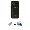MARSİLYAN™- iPhone 12 Pro Kılıf Kozmos Minimal Prime - Siyah 3D Antistatik Seramik Nano Ekran Koruyucu + Metal Kamera Lens Koruma Cam - KUYL