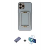 MARSİLYAN™- iPhone 12 Pro Kılıf Kozmos Minimal Prime - Siyah 3D Antistatik Seramik Nano Ekran Koruyucu + Metal Kamera Lens Koruma Cam - GD