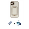 MARSİLYAN™- iPhone 12 Pro Kılıf Kozmos Minimal Prime - Siyah 3D Antistatik Seramik Nano Ekran Koruyucu + Metal Kamera Lens Koruma Cam - KUYL