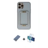 MARSİLYAN™- iPhone 12 Pro Kılıf Kozmos Minimal Prime - Siyah 3D Antistatik Seramik Nano Ekran Koruyucu + Metal Kamera Lens Koruma Cam - AKYL