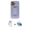 MARSİLYAN™- iPhone 12 Pro Kılıf Kozmos Minimal Prime - Siyah 3D Antistatik Seramik Nano Ekran Koruyucu + Shine Kamera Lens - MI