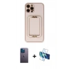 MARSİLYAN™- iPhone 12 Pro Kılıf Kozmos Minimal Prime - Siyah 3D Antistatik Seramik Nano Ekran Koruyucu + Neon Fosforlu Kamera Lens - MI