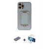 MARSİLYAN™- iPhone 12 Pro Kılıf Kozmos Minimal Prime - Siyah 3D Antistatik Seramik Nano Ekran Koruyucu + Renkli Kamera Lens Koruma Cam - MI