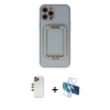 MARSİLYAN™- iPhone 12 Pro Kılıf Kozmos Minimal Prime - Siyah 3D Antistatik Seramik Nano Ekran Koruyucu + Shine Kamera Lens - GD