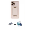 MARSİLYAN™- iPhone 12 Pro Kılıf Kozmos Minimal Prime - Siyah 3D Antistatik Seramik Nano Ekran Koruyucu + Renkli Kamera Lens Koruma Cam - SI