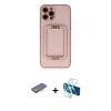 MARSİLYAN™- iPhone 12 Pro Kılıf Kozmos Minimal Prime - Siyah 3D Antistatik Seramik Nano Ekran Koruyucu + Renkli Kamera Lens Koruma Cam - TU