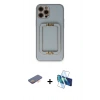 MARSİLYAN™- iPhone 12 Pro Kılıf Kozmos Minimal Prime - Siyah 3D Antistatik Seramik Nano Ekran Koruyucu + Renkli Kamera Lens Koruma Cam - TU