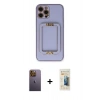 MARSİLYAN™- iPhone 12 Pro Kılıf Kozmos Minimal Prime - Siyah 6D Mat Seramik Hayalet Nano Ekran Koruyucu + Neon Fosforlu Kamera Lens - SI