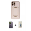 MARSİLYAN™- iPhone 12 Pro Kılıf Kozmos Minimal Prime - Siyah 6D Mat Seramik Hayalet Nano Ekran Koruyucu + Neon Fosforlu Kamera Lens - YL