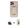 MARSİLYAN™- iPhone 12 Pro Kılıf Kozmos Minimal Prime - Siyah 6D Mat Seramik Hayalet Nano Ekran Koruyucu + Kamera Lens Koruma Cam - SF