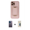 MARSİLYAN™- iPhone 12 Pro Kılıf Kozmos Minimal Prime - Siyah 6D Mat Seramik Hayalet Nano Ekran Koruyucu + Neon Fosforlu Kamera Lens - MI