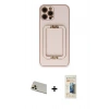 MARSİLYAN™- iPhone 12 Pro Kılıf Kozmos Minimal Prime - Siyah 6D Mat Seramik Hayalet Nano Ekran Koruyucu + Gold Rainbow Kamera Lens Koruma Cam
