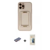 MARSİLYAN™- iPhone 12 Pro Kılıf Kozmos Minimal Prime - Siyah 6D Mat Seramik Hayalet Nano Ekran Koruyucu + Renkli Kamera Lens Koruma Cam - TU