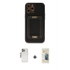 MARSİLYAN™- iPhone 12 Pro Kılıf Kozmos Minimal Prime - Siyah 6D Mat Seramik Hayalet Nano Ekran Koruyucu + Shine Kamera Lens - GS