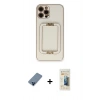 MARSİLYAN™- iPhone 12 Pro Kılıf Kozmos Minimal Prime - Siyah 6D Mat Seramik Hayalet Nano Ekran Koruyucu + Metal Kamera Lens Koruma Cam - MI