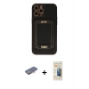 MARSİLYAN™- iPhone 12 Pro Kılıf Kozmos Minimal Prime - Siyah 6D Mat Seramik Hayalet Nano Ekran Koruyucu + Renkli Kamera Lens Koruma Cam - TU