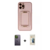 MARSİLYAN™- iPhone 12 Pro Kılıf Kozmos Minimal Prime - Siyah 6D Mat Seramik Hayalet Nano Ekran Koruyucu + Neon Fosforlu Kamera Lens - YL