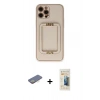 MARSİLYAN™- iPhone 12 Pro Kılıf Kozmos Minimal Prime - Siyah 6D Mat Seramik Hayalet Nano Ekran Koruyucu + Renkli Kamera Lens Koruma Cam - SI