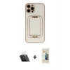 MARSİLYAN™- iPhone 12 Pro Kılıf Kozmos Minimal Prime - Siyah 6D Mat Seramik Hayalet Nano Ekran Koruyucu + Kamera Lens Koruma Cam - SF
