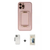 MARSİLYAN™- iPhone 12 Pro Kılıf Kozmos Minimal Prime - Siyah 6D Mat Seramik Hayalet Nano Ekran Koruyucu + Shine Kamera Lens - GS