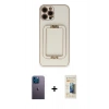 MARSİLYAN™- iPhone 12 Pro Kılıf Kozmos Minimal Prime - Siyah 6D Mat Seramik Hayalet Nano Ekran Koruyucu + Neon Fosforlu Kamera Lens - MI