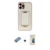 MARSİLYAN™- iPhone 12 Pro Kılıf Kozmos Minimal Prime - Siyah 6D Mat Seramik Hayalet Nano Ekran Koruyucu + Shine Kamera Lens Koruma Cam - PE