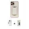 MARSİLYAN™- iPhone 12 Pro Kılıf Kozmos Minimal Prime - Siyah 6D Mat Seramik Hayalet Nano Ekran Koruyucu + Shine Kamera Lens - GS