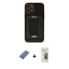 MARSİLYAN™- iPhone 12 Pro Kılıf Kozmos Minimal Prime - Siyah 6D Mat Seramik Hayalet Nano Ekran Koruyucu + Metal Kamera Lens Koruma Cam - AKYL
